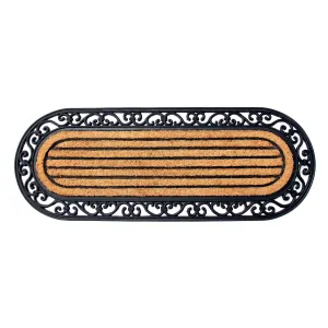 OnlyMat Elegant Long Oval Shaped Rubber Coir Moulded Door Mat 45cm x 120cm