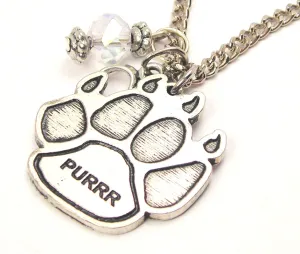 Purrr Cat Paw Necklace with Small Heart