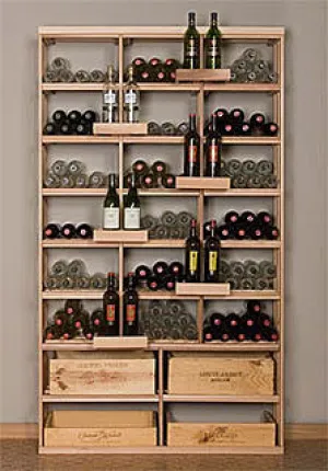 Retail 6 Bottle Bin/Wood Case with 6 Double Perches  - Premium Wooden Wine Racks