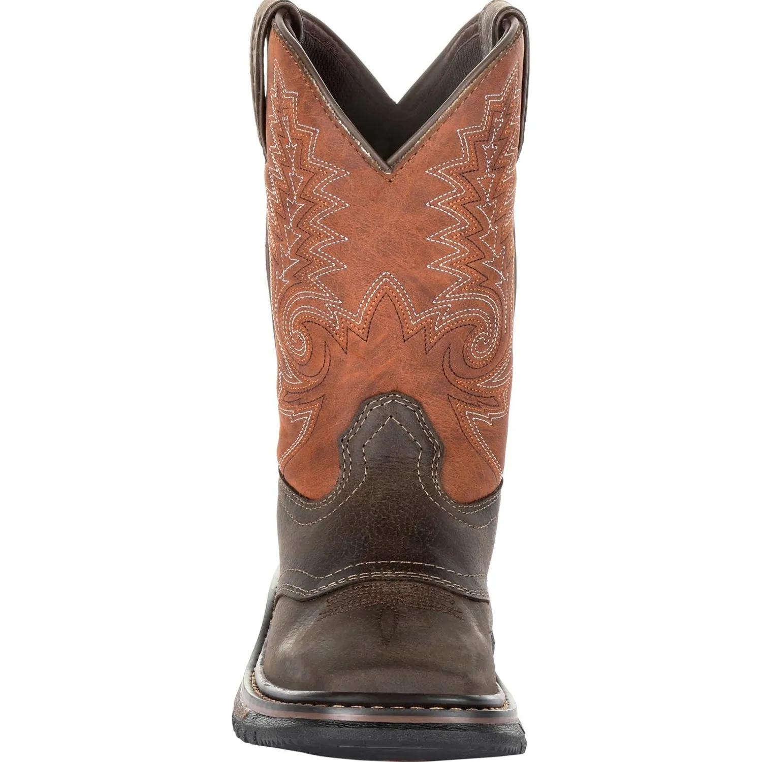 Rocky Kids Boys Chocolate/Orange Leather Ride FLX Western Cowboy Boots