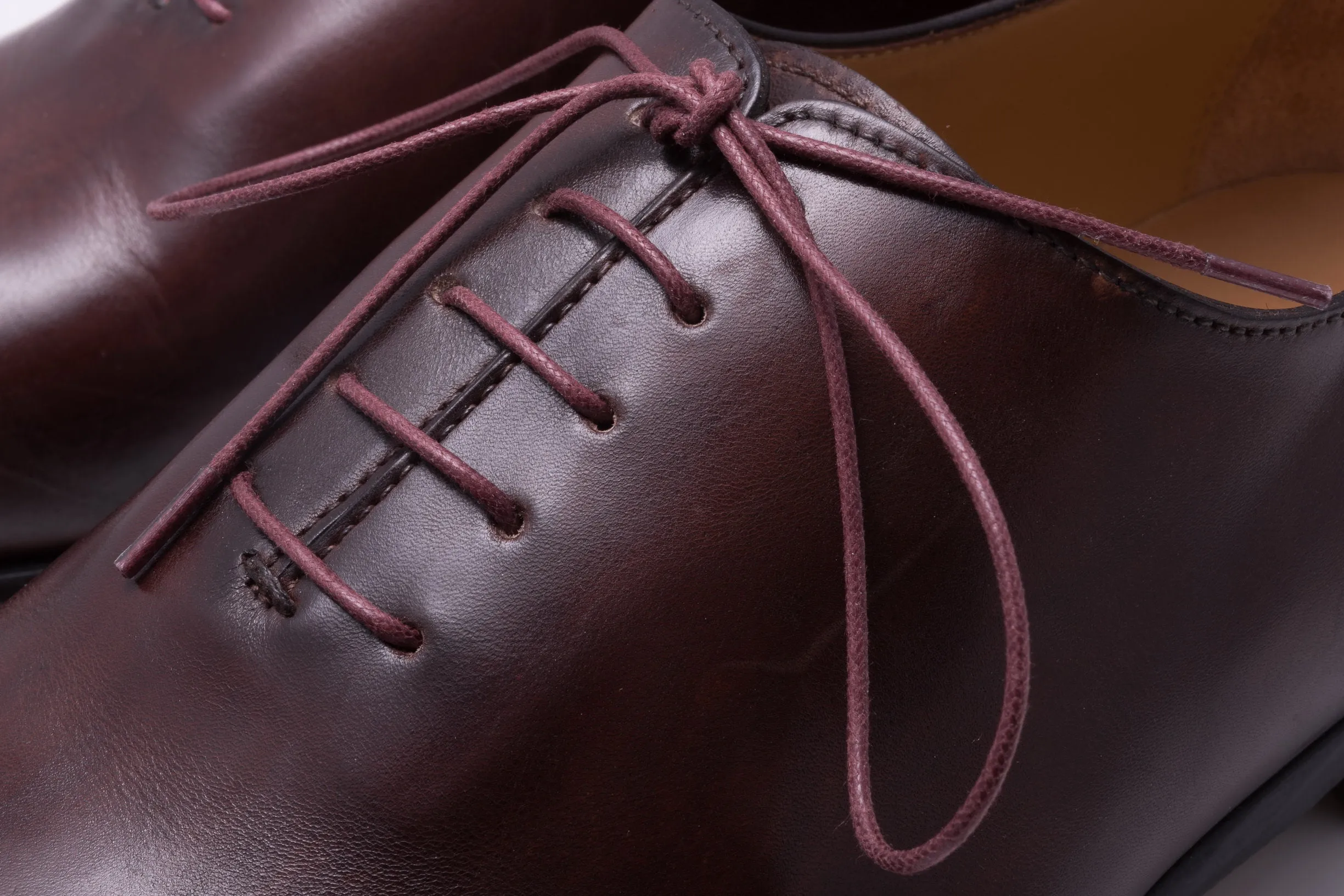 Round Burgundy Waxed Cotton Shoelaces