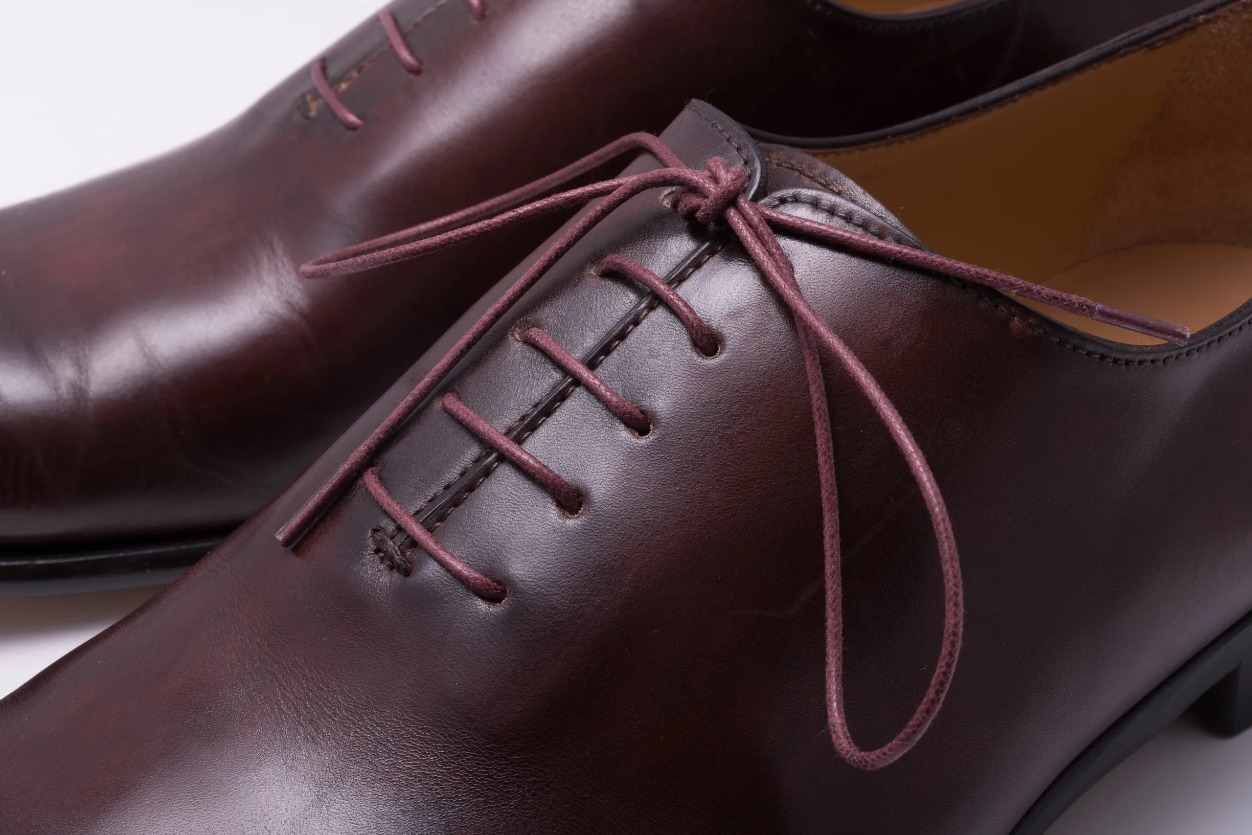 Round Burgundy Waxed Cotton Shoelaces