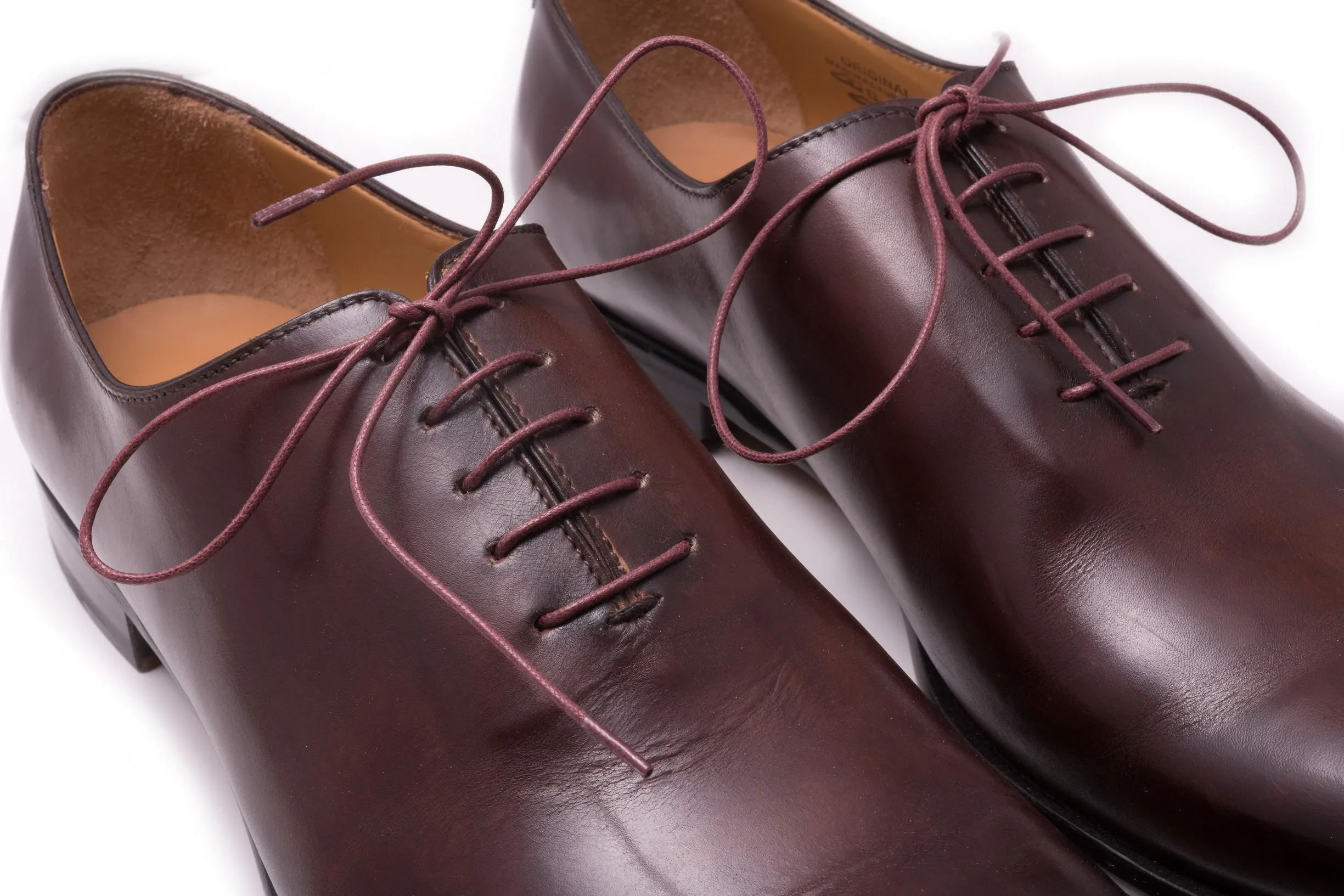 Round Burgundy Waxed Cotton Shoelaces