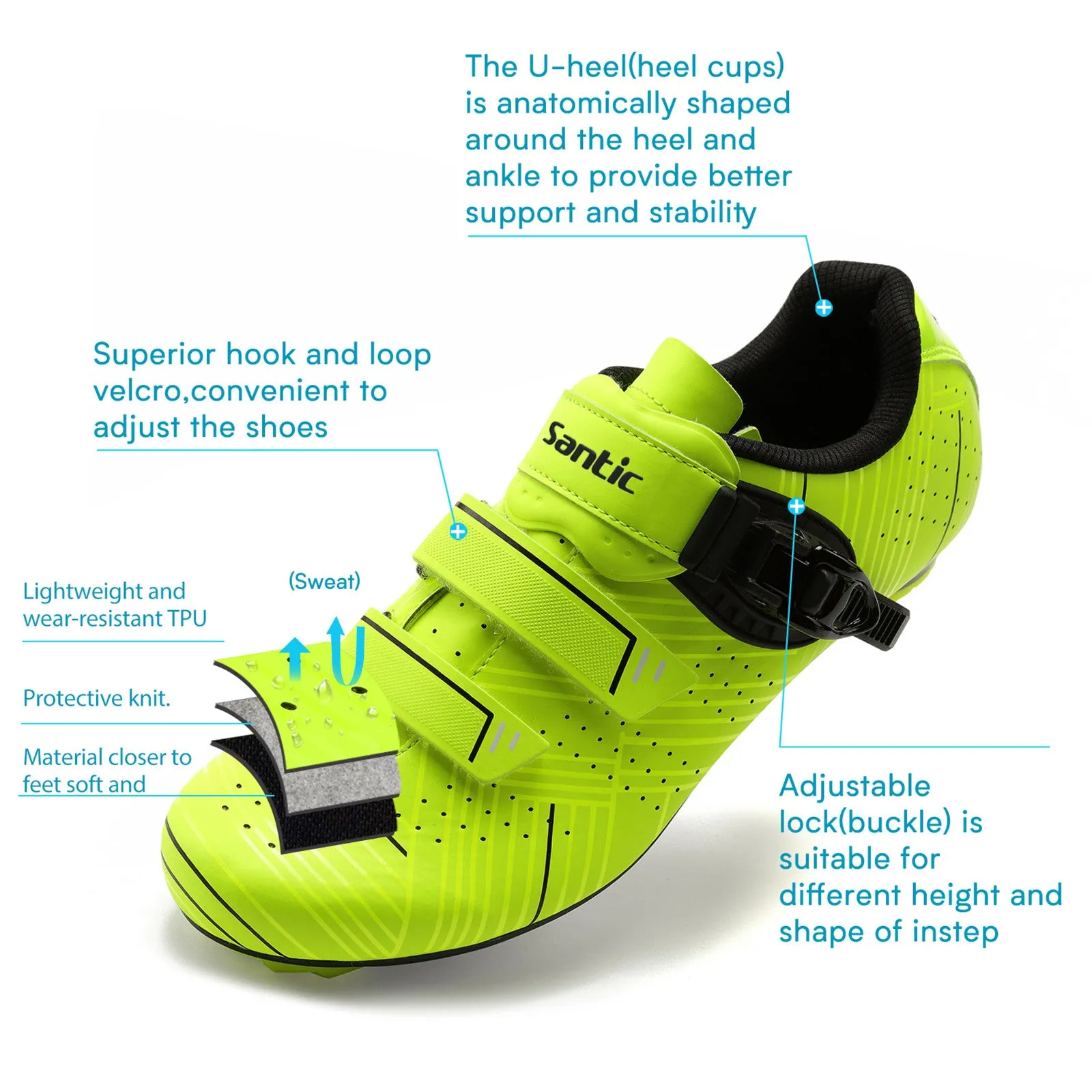 Santic Roadway LightGreen Men & Women Road Cycling Shoes