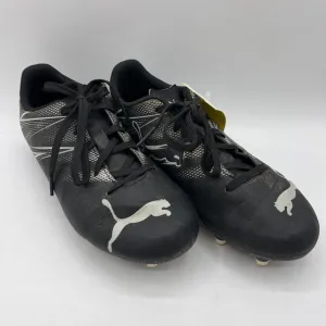 Size 3Y: Puma Black & White Lace-up Soccer Cleats