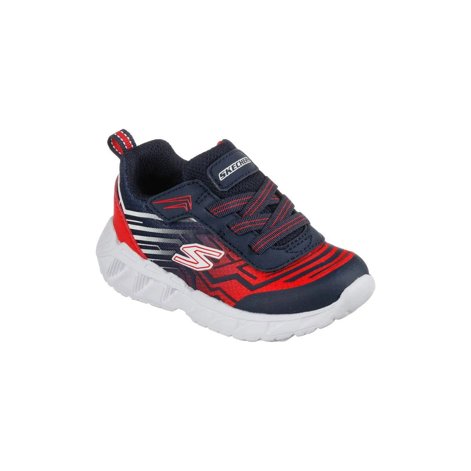 Skechers 401503N Magna Lights Maver Boys Navy And Red Slip On Trainers