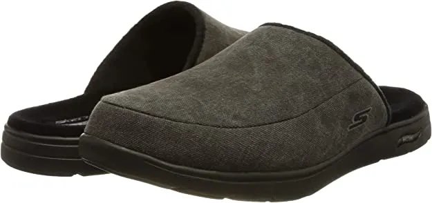 Skechers Go Walk Arch Fit Lounge Black Slip On Indoor Outdoor Athletic Slippers