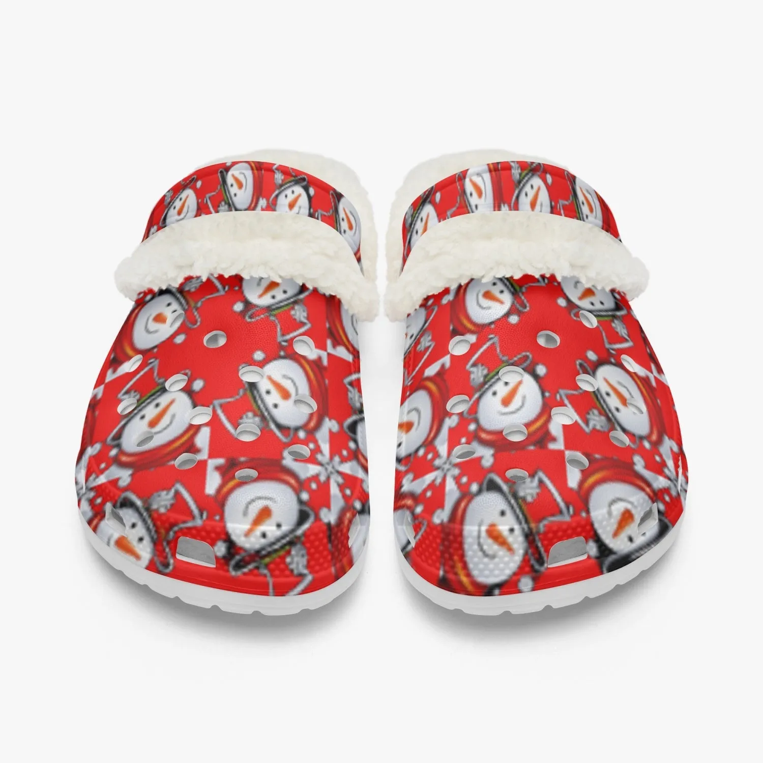 Snow Man's Delight Fuzzy Lined Christmas Clogs - 2 colors