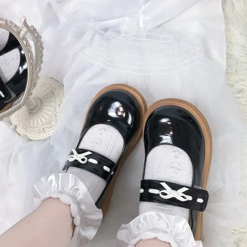 Sohiwoo Lolita Sweet Girl Big Head Doll Shoes Girl Student Shoes Jk Uniform Shoes Women Kawaii Shoes Cosplay Loli Daily Single Shoes