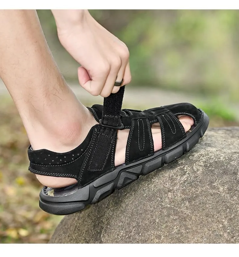 Summer Genuine Leather Men's Sandals Lightweight Men's Shoes Outdoor Comfortable Beach Sandals