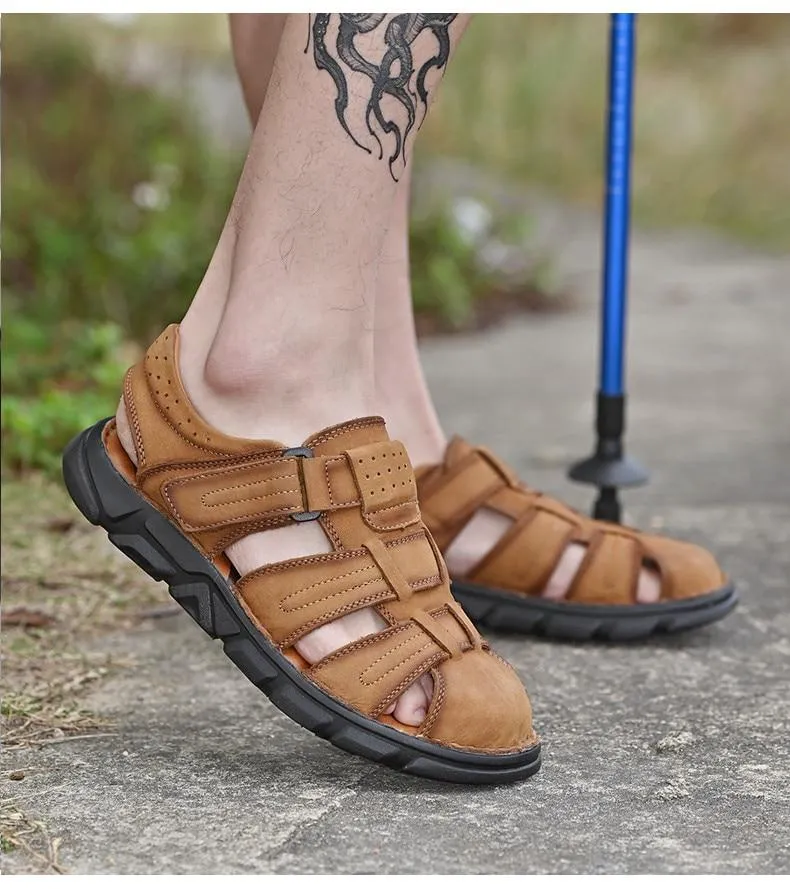 Summer Genuine Leather Men's Sandals Lightweight Men's Shoes Outdoor Comfortable Beach Sandals