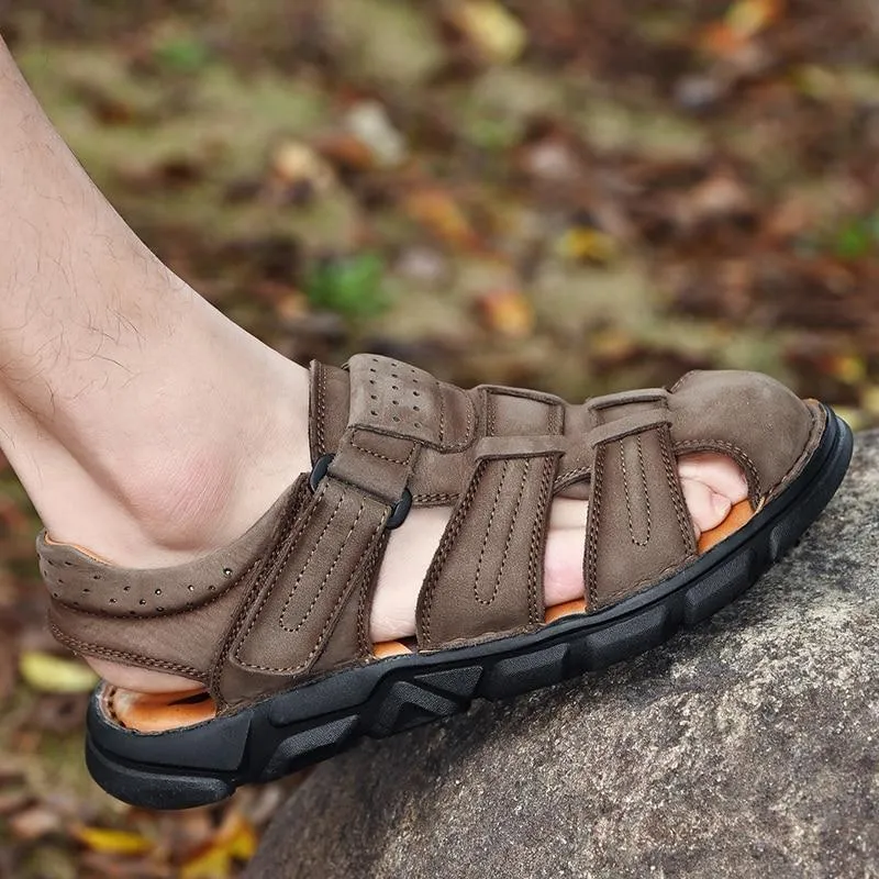 Summer Genuine Leather Men's Sandals Lightweight Men's Shoes Outdoor Comfortable Beach Sandals