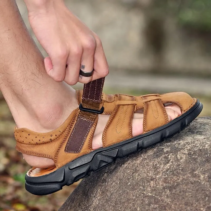 Summer Genuine Leather Men's Sandals Lightweight Men's Shoes Outdoor Comfortable Beach Sandals