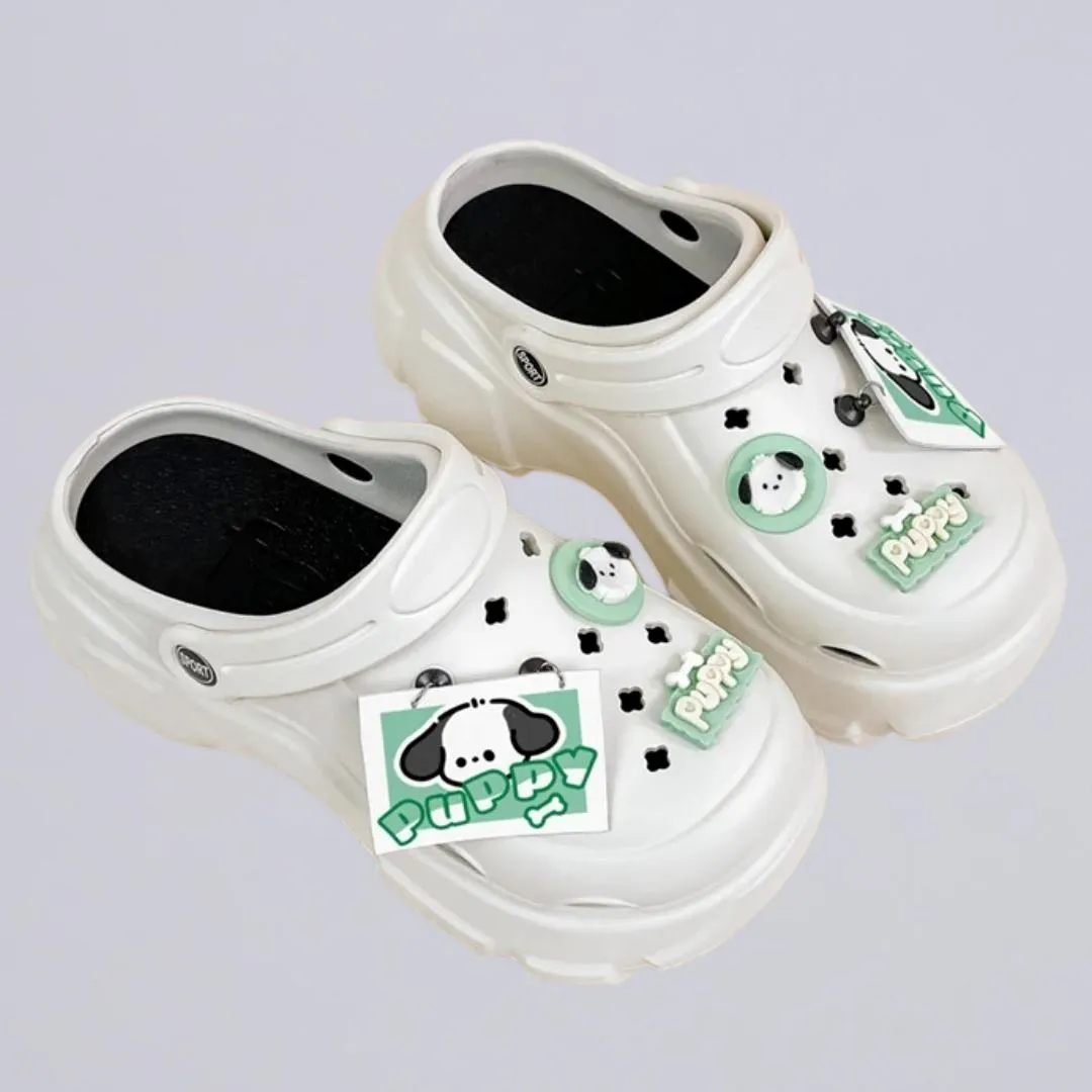 Summer Green Puppy Chunky Slip on Outdoor Clogs - Women's