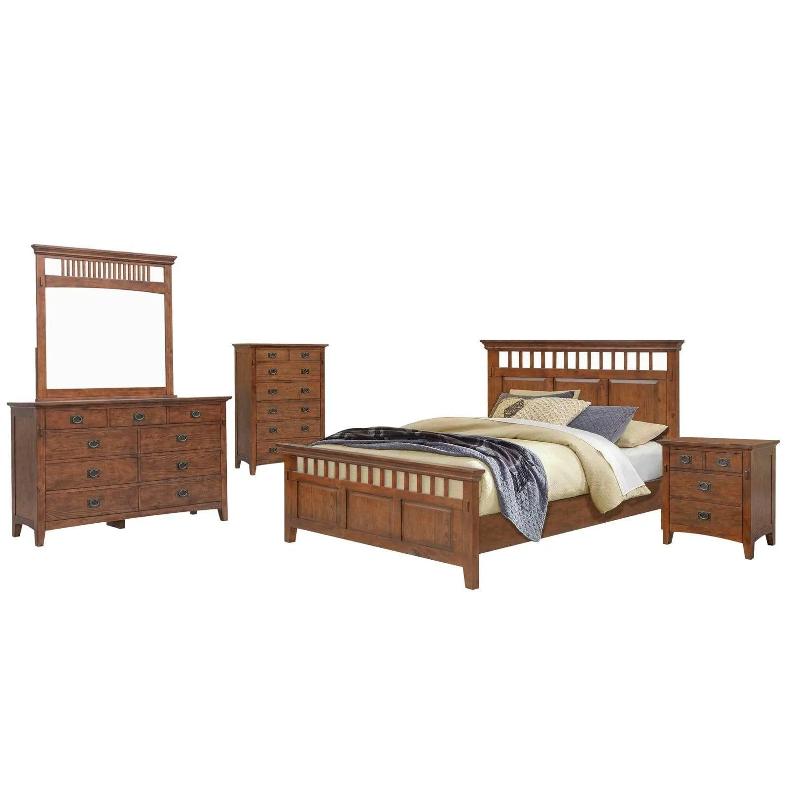 Sunset Trading Mission Bay 5 Piece King Bedroom Set in Amish Brown