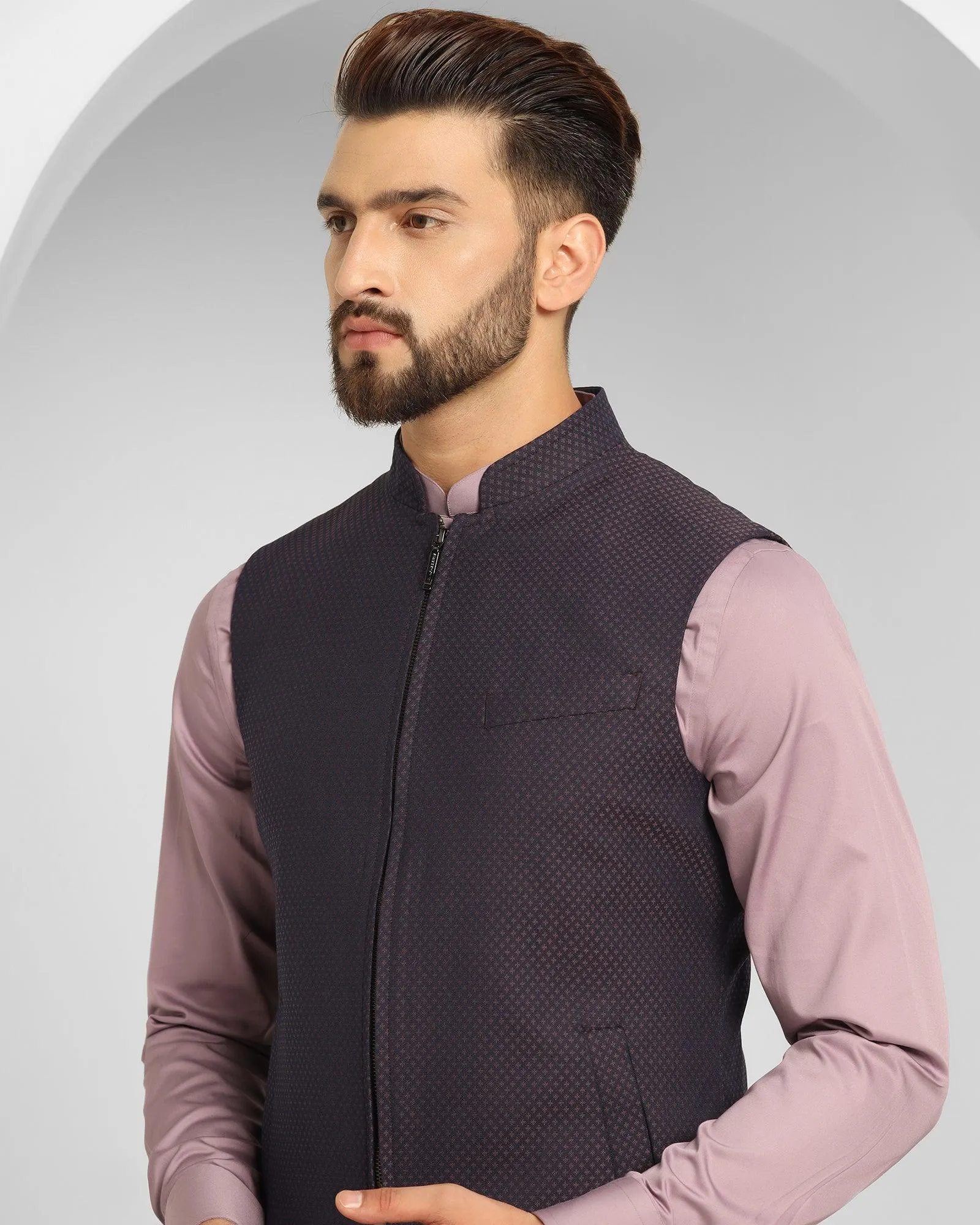 Swarn Multitude 6X Purple Textured Achkan Set - Cosmo