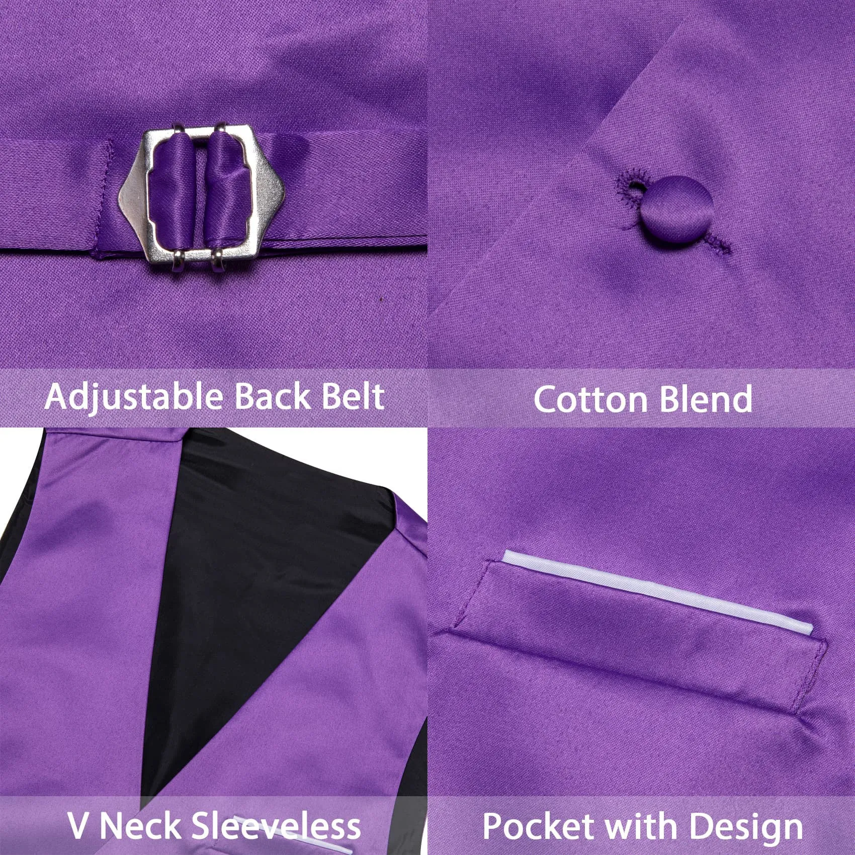 Ties2you Tuxedo Vest Royal Purple Solid Button V Neck Dress Work Vest for Men