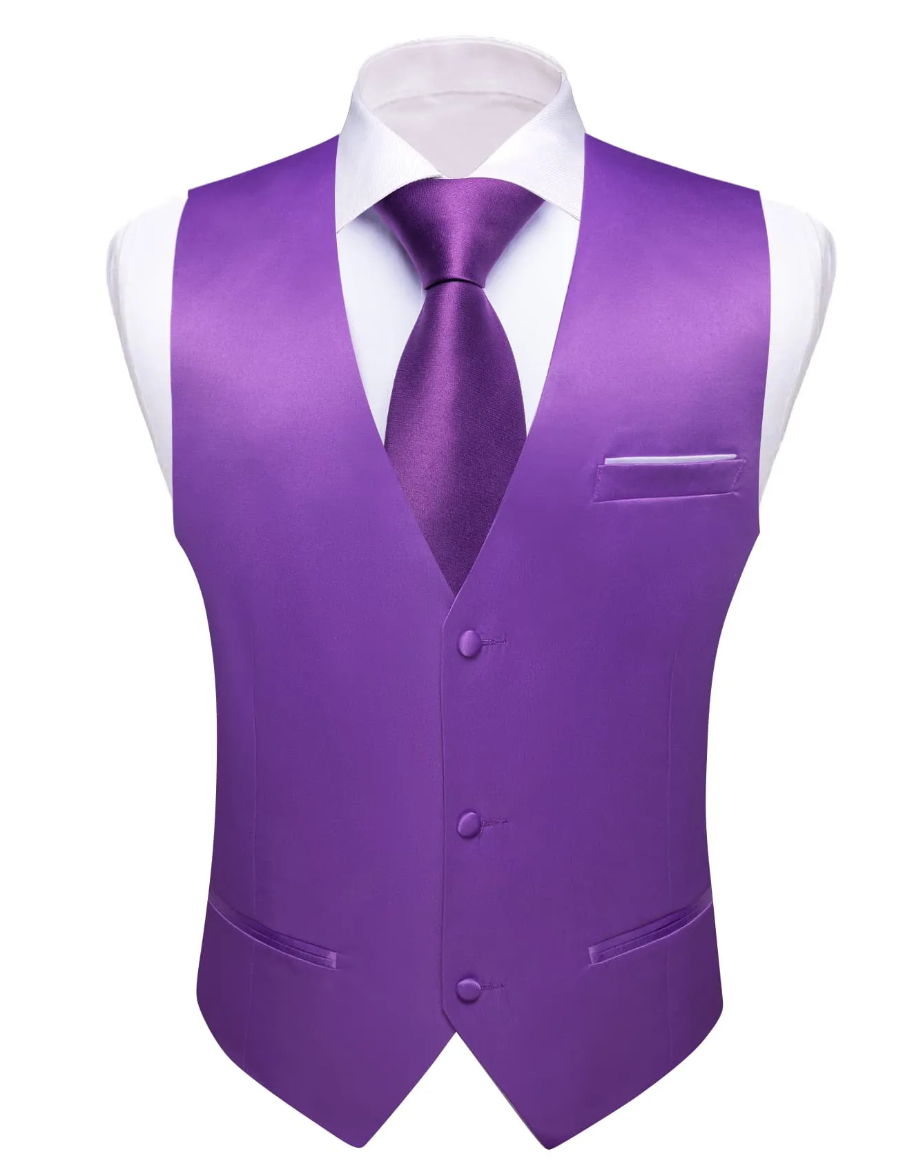 Ties2you Tuxedo Vest Royal Purple Solid Button V Neck Dress Work Vest for Men