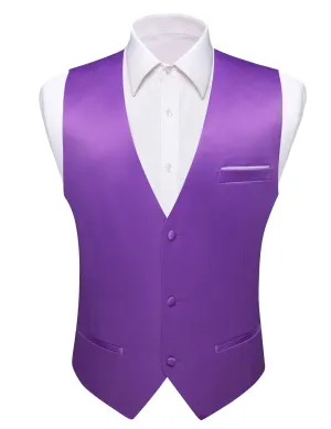 Ties2you Tuxedo Vest Royal Purple Solid Button V Neck Dress Work Vest for Men