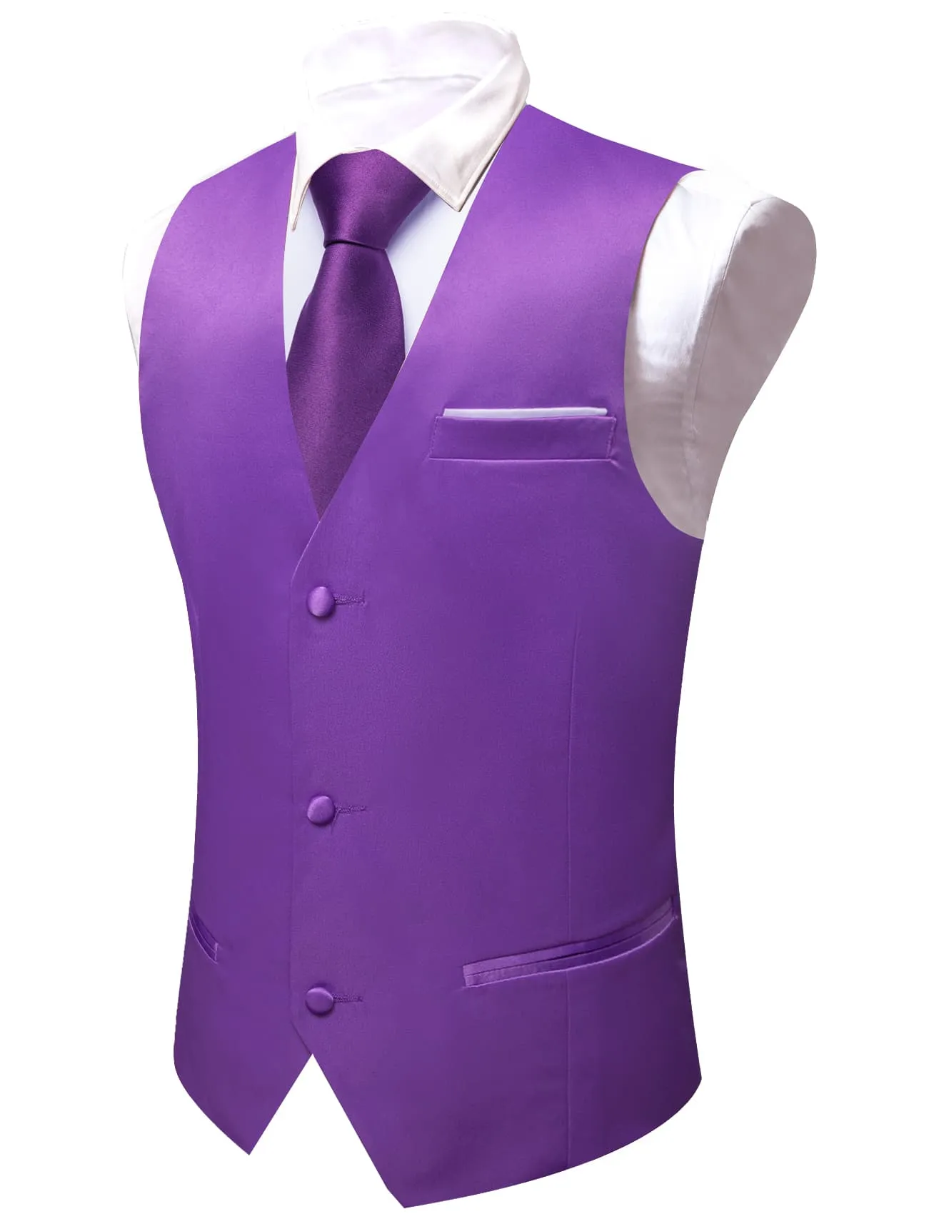 Ties2you Tuxedo Vest Royal Purple Solid Button V Neck Dress Work Vest for Men