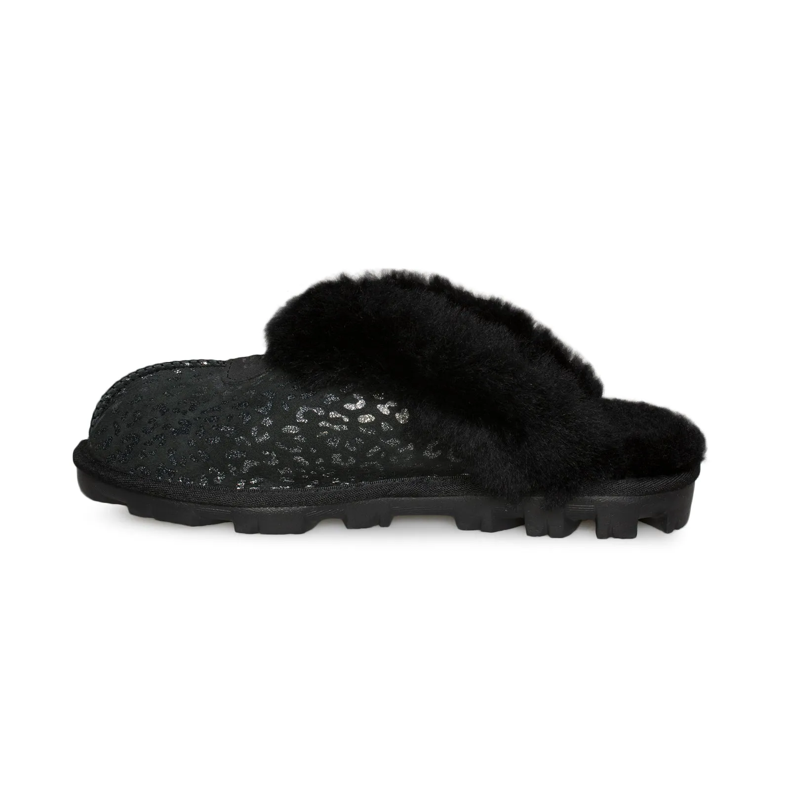 UGG Coquette Snow Leopard Black Slippers - Women's