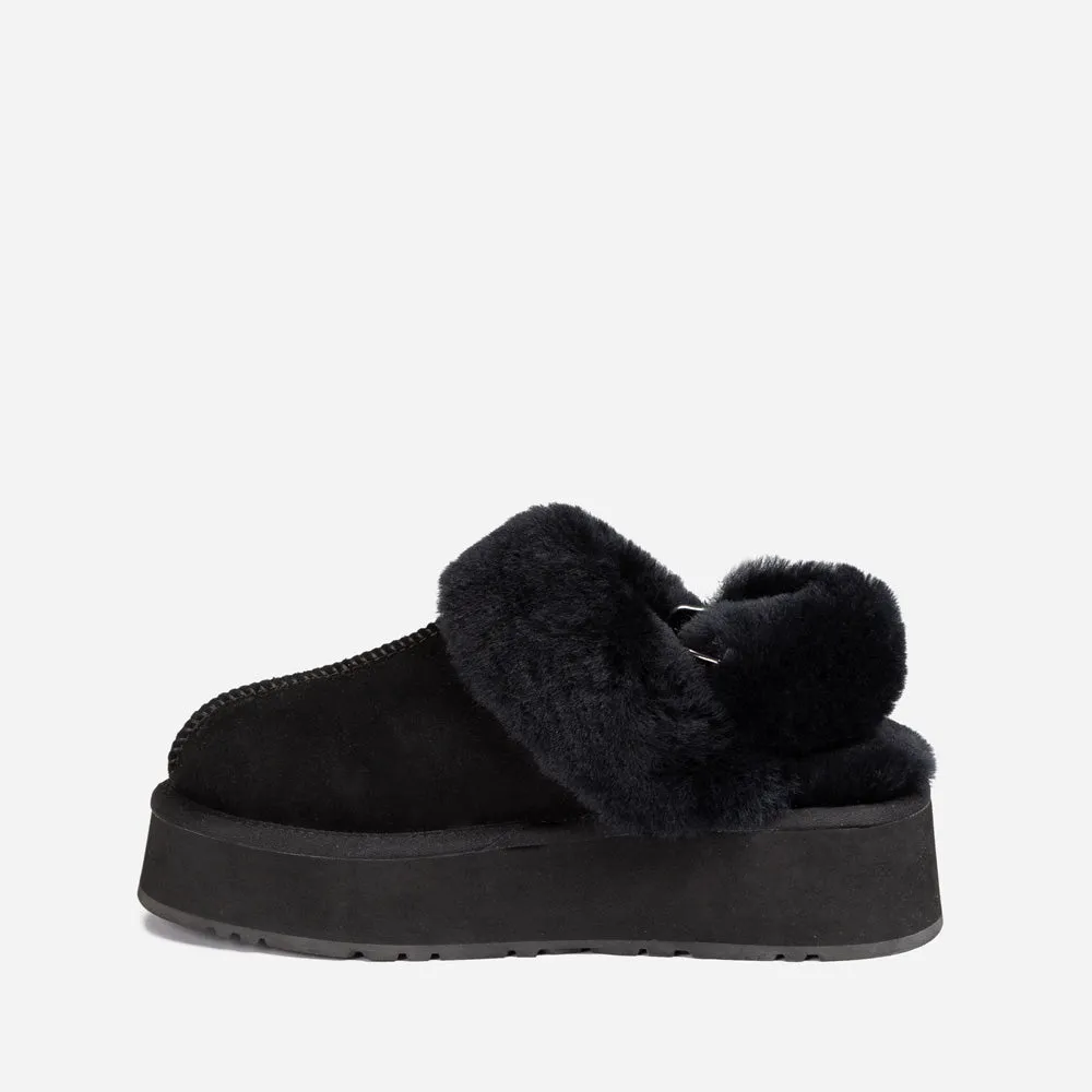 Ugg Platform Slipper (Elastic Logo & Wool Strap) 4.5cm (Detachable Feature)(Water Resistant)