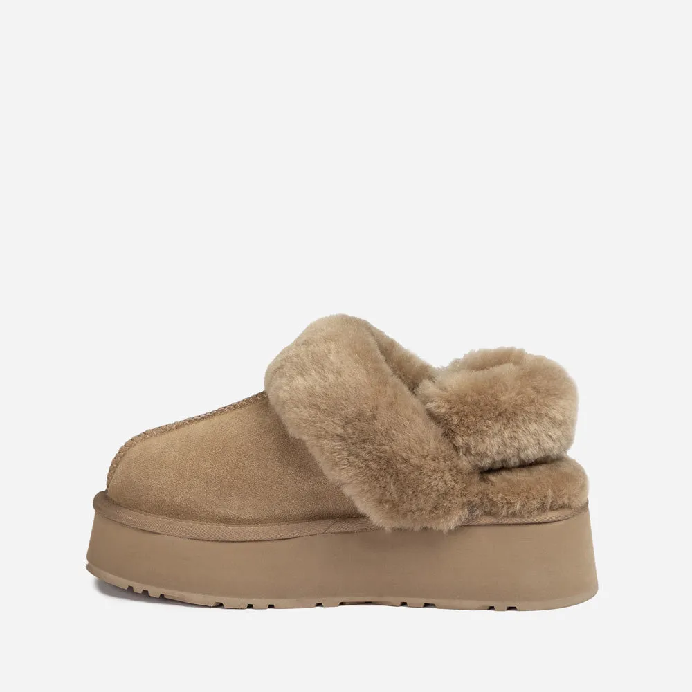 Ugg Platform Slipper (Elastic Logo & Wool Strap) 4.5cm (Detachable Feature)(Water Resistant)