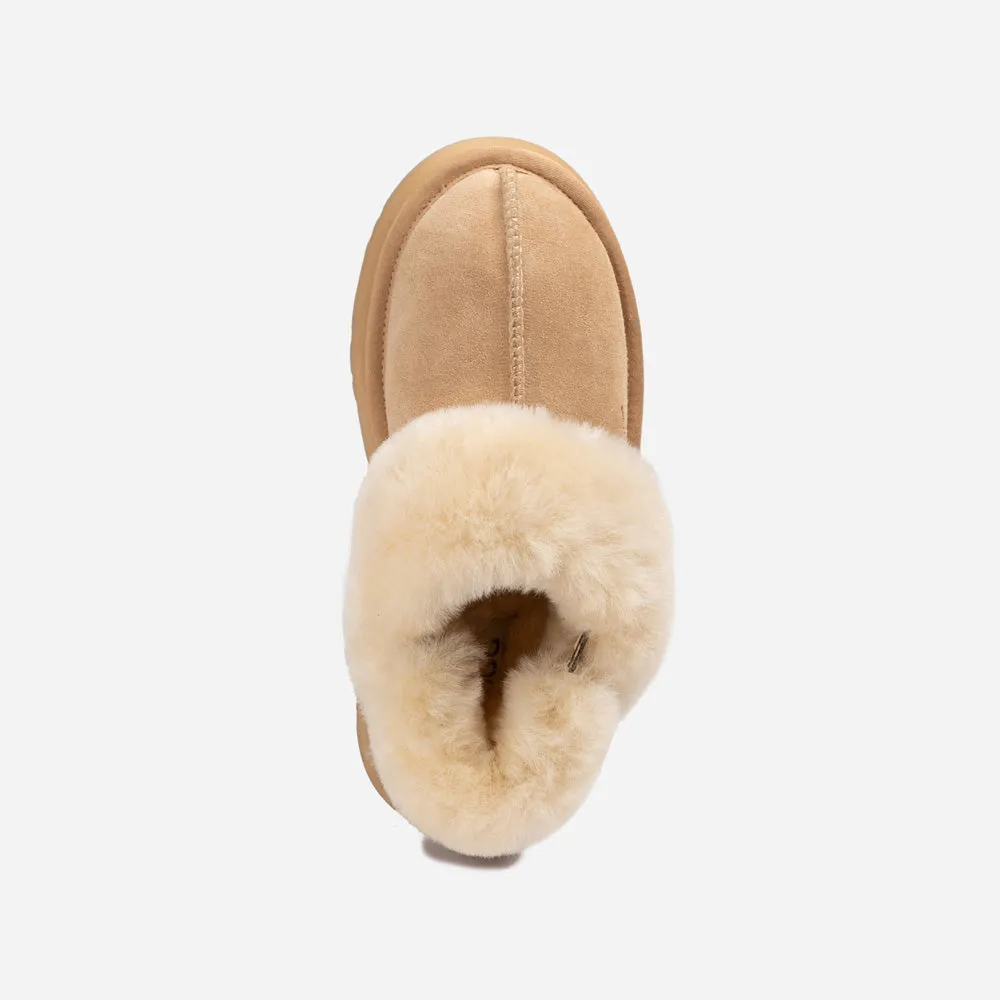 Ugg Platform Slipper (Elastic Logo & Wool Strap) 4.5cm (Detachable Feature)(Water Resistant)