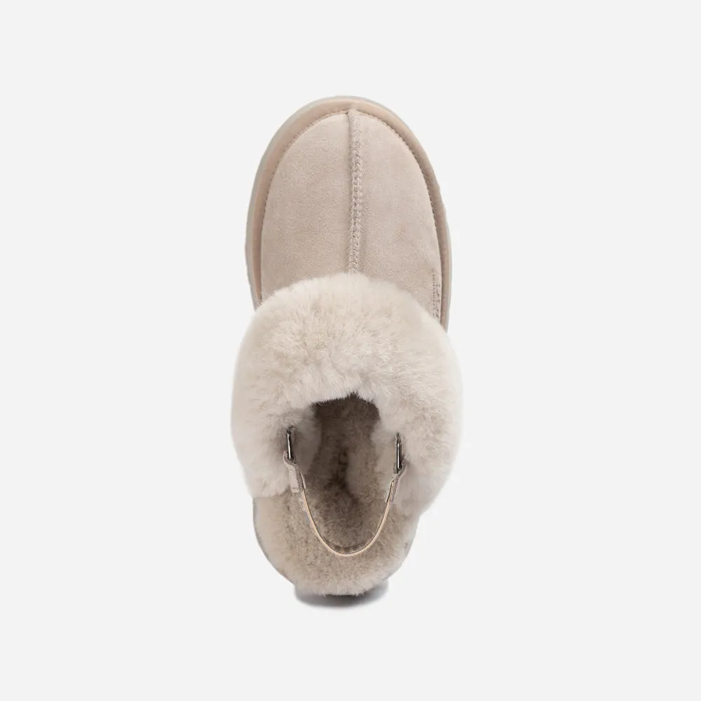 Ugg Platform Slipper (Elastic Logo & Wool Strap) 4.5cm (Detachable Feature)(Water Resistant)