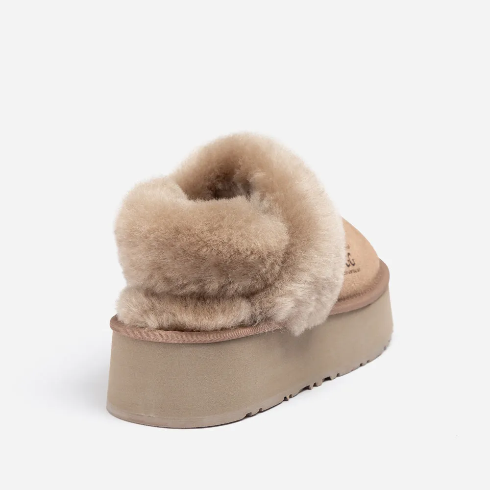 Ugg Platform Slipper (Elastic Logo & Wool Strap) 4.5cm (Detachable Feature)(Water Resistant)