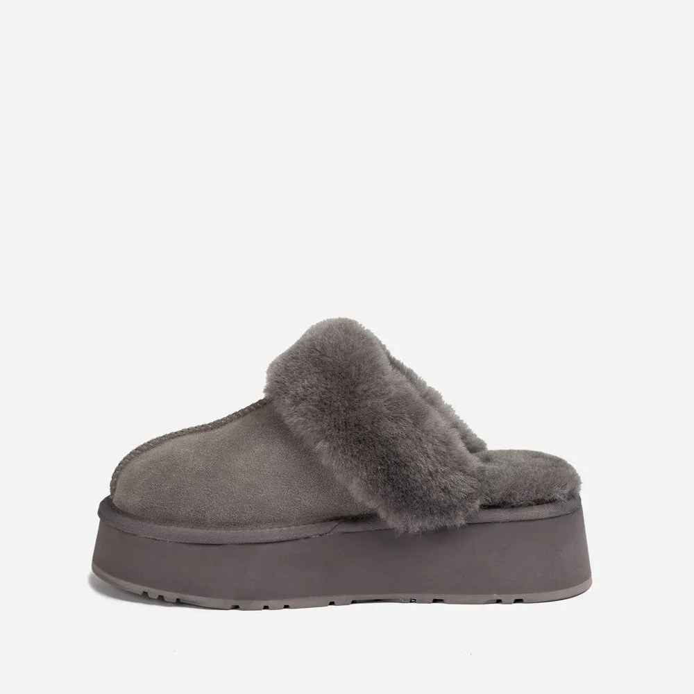 Ugg Platform Slipper (Elastic Logo & Wool Strap) 4.5cm (Detachable Feature)(Water Resistant)