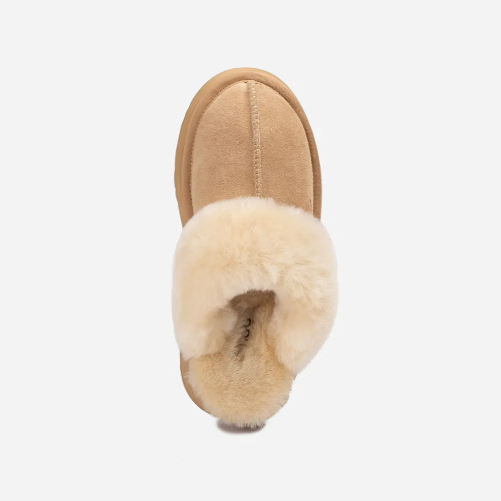 Ugg Platform Slipper (Elastic Logo & Wool Strap) 4.5cm (Detachable Feature)(Water Resistant)