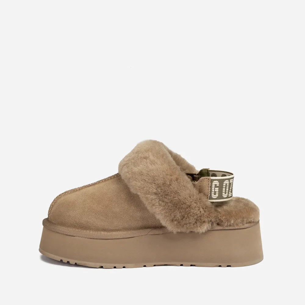 Ugg Platform Slipper (Elastic Logo & Wool Strap) 4.5cm (Detachable Feature)(Water Resistant)