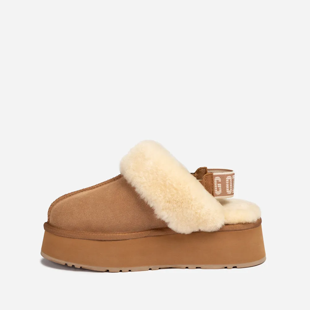 Ugg Platform Slipper (Elastic Logo & Wool Strap) 4.5cm (Detachable Feature)(Water Resistant)