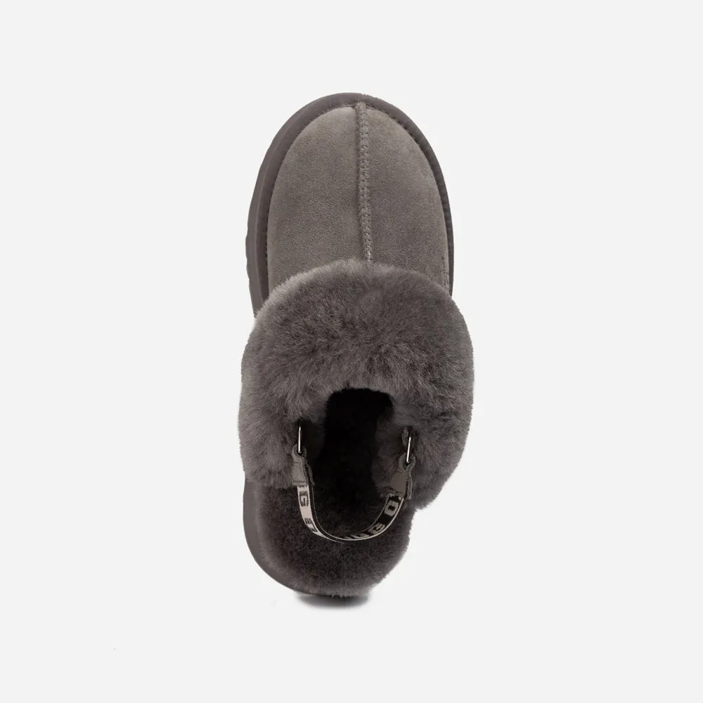 Ugg Platform Slipper (Elastic Logo & Wool Strap) 4.5cm (Detachable Feature)(Water Resistant)