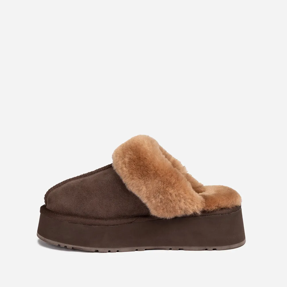 Ugg Platform Slipper (Elastic Logo & Wool Strap) 4.5cm (Detachable Feature)(Water Resistant)