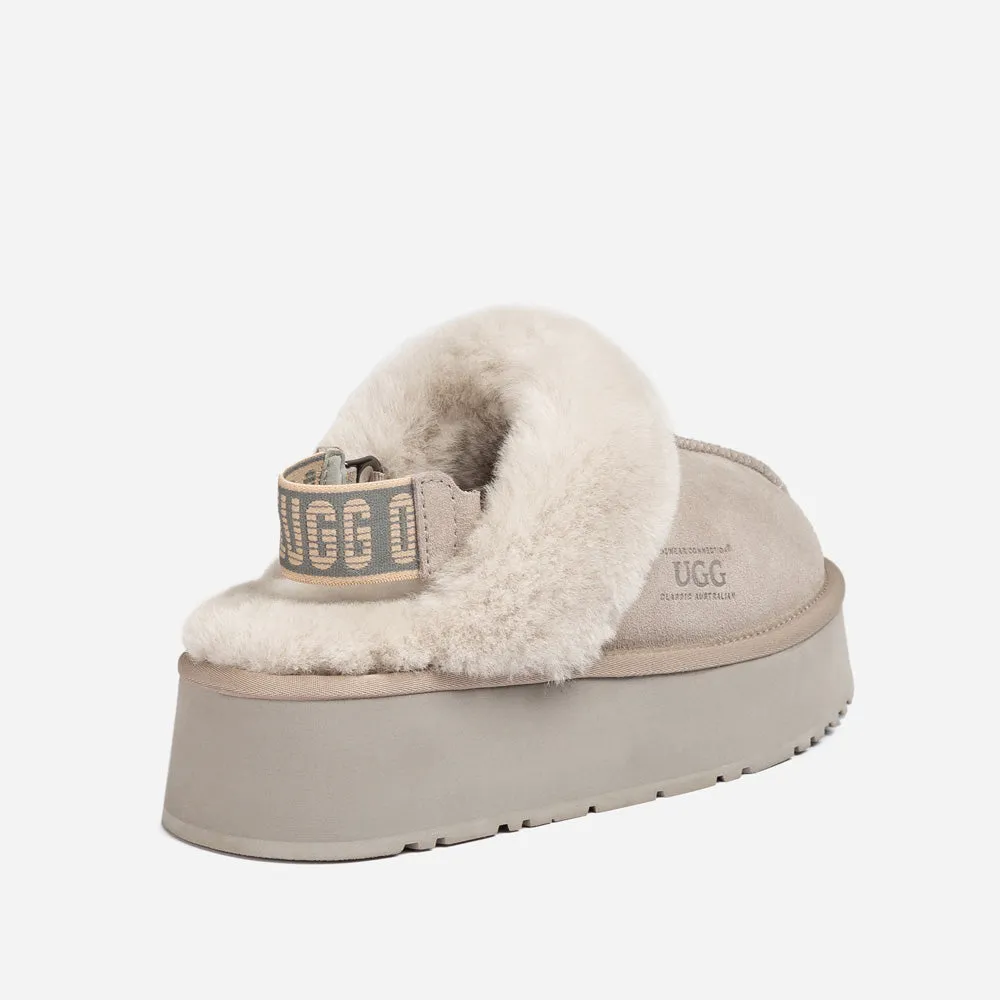 Ugg Platform Slipper (Elastic Logo & Wool Strap) 4.5cm (Detachable Feature)(Water Resistant)