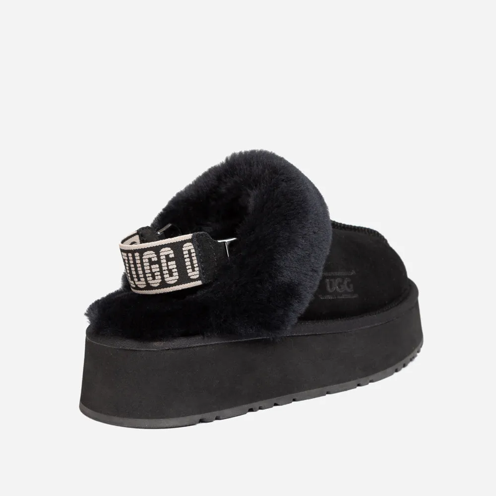 Ugg Platform Slipper (Elastic Logo & Wool Strap) 4.5cm (Detachable Feature)(Water Resistant)