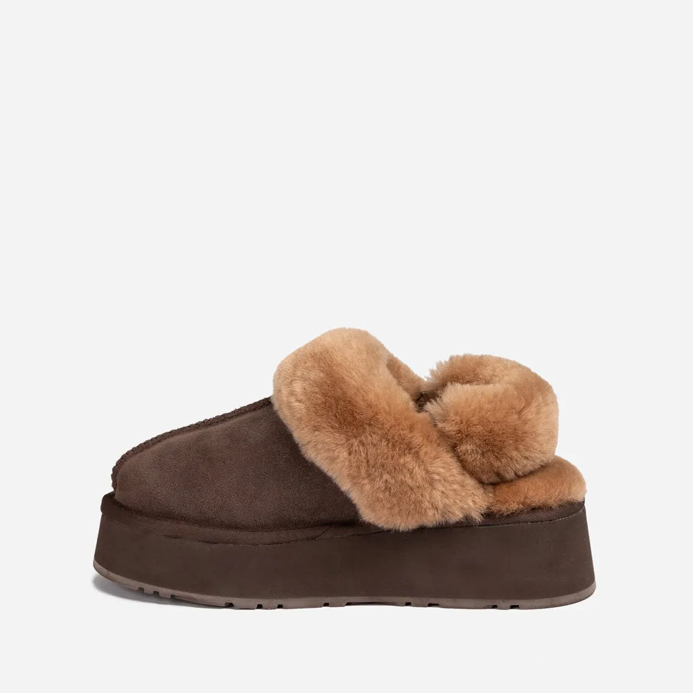 Ugg Platform Slipper (Elastic Logo & Wool Strap) 4.5cm (Detachable Feature)(Water Resistant)