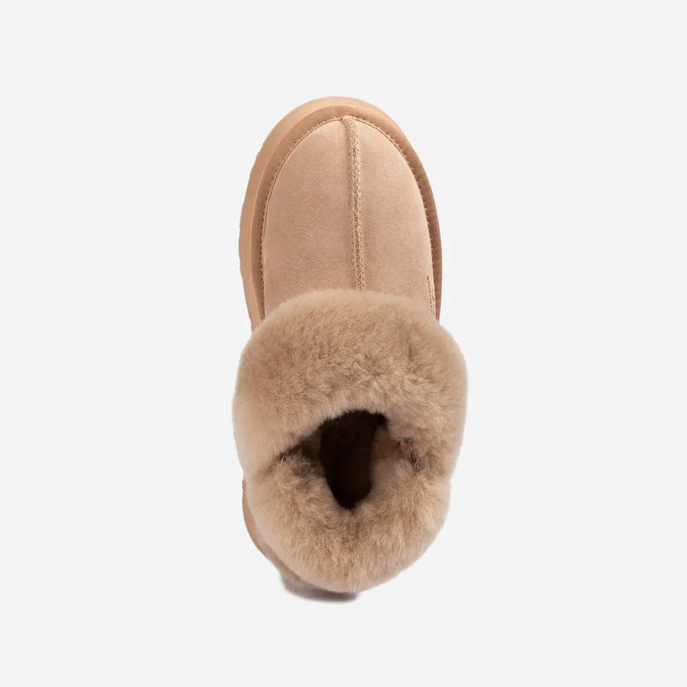 Ugg Platform Slipper (Elastic Logo & Wool Strap) 4.5cm (Detachable Feature)(Water Resistant)