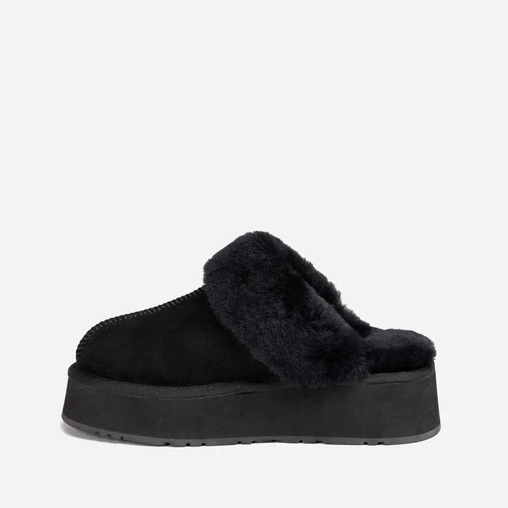 Ugg Platform Slipper (Elastic Logo & Wool Strap) 4.5cm (Detachable Feature)(Water Resistant)