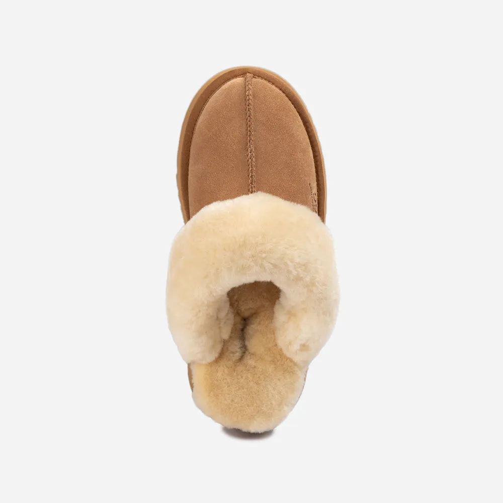 Ugg Platform Slipper (Elastic Logo & Wool Strap) 4.5cm (Detachable Feature)(Water Resistant)