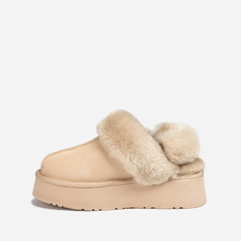 Ugg Platform Slipper (Elastic Logo & Wool Strap) 4.5cm (Detachable Feature)(Water Resistant)