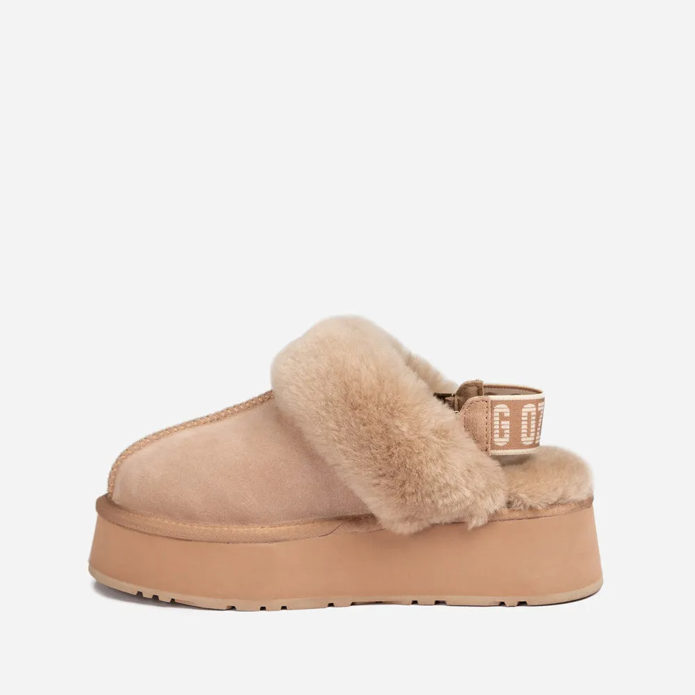 Ugg Platform Slipper (Elastic Logo & Wool Strap) 4.5cm (Detachable Feature)(Water Resistant)