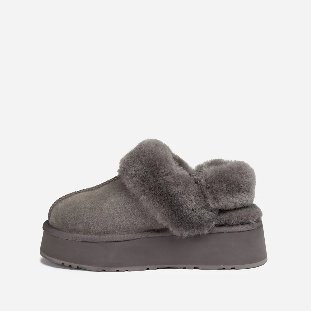 Ugg Platform Slipper (Elastic Logo & Wool Strap) 4.5cm (Detachable Feature)(Water Resistant)