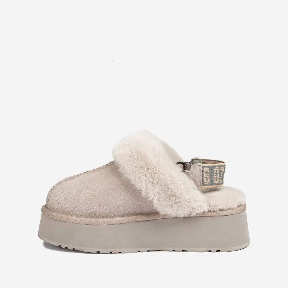 Ugg Platform Slipper (Elastic Logo & Wool Strap) 4.5cm (Detachable Feature)(Water Resistant)