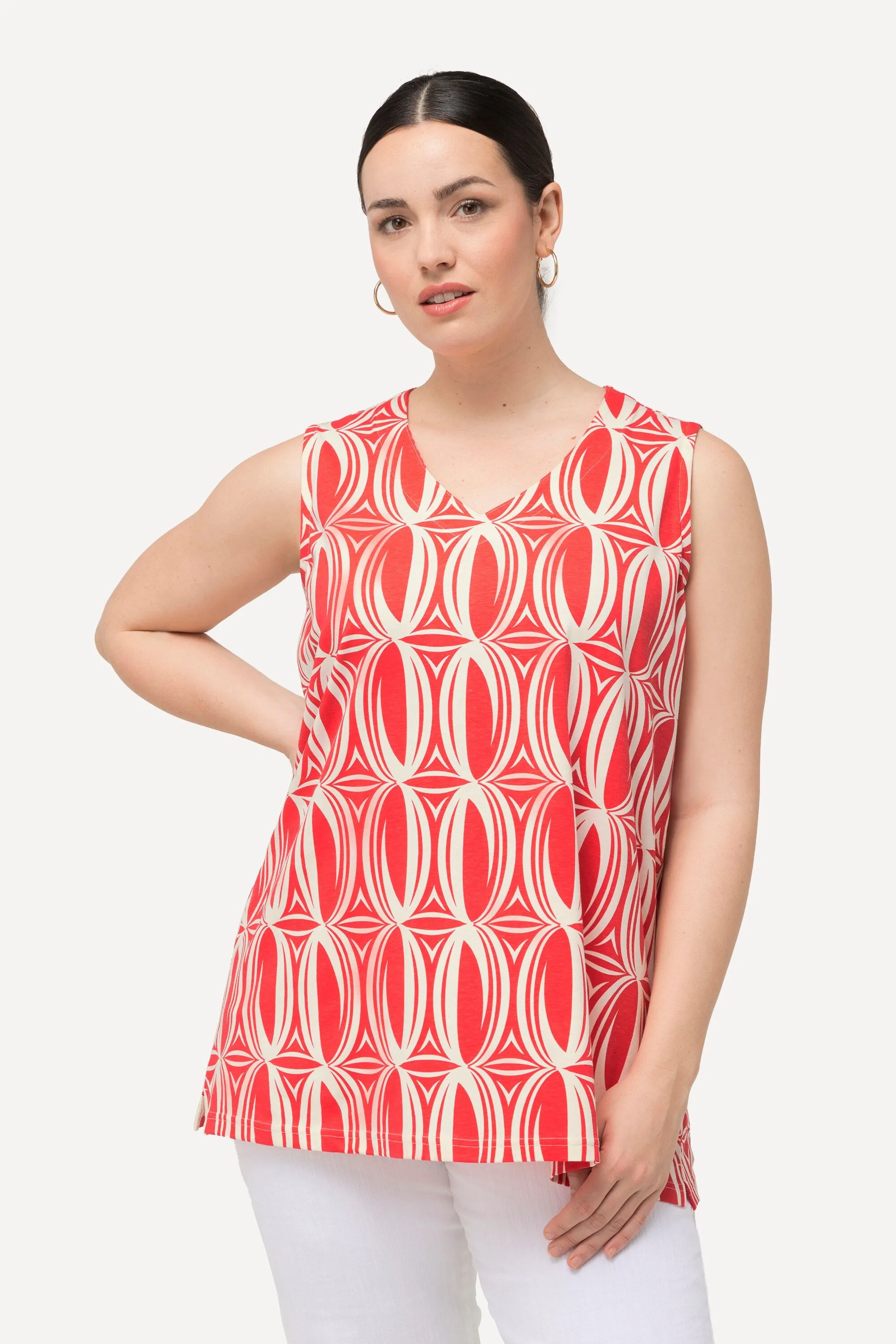 Ulla Popken Sleeveless Top in Coral