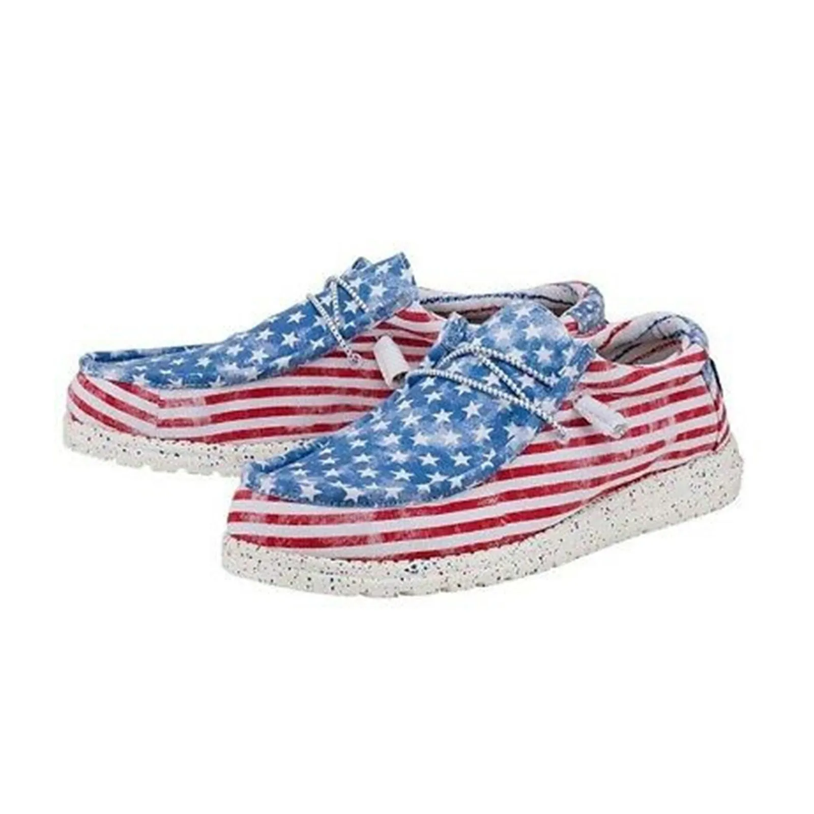 USA STAR  PRINTED CANVAS  DRAWSTRING  SLIP-ON LOAFERS SHOES