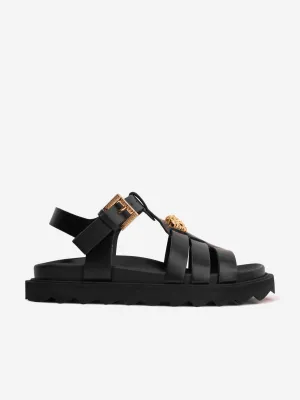 Versace Girls Leather Medusa Sandals in Black