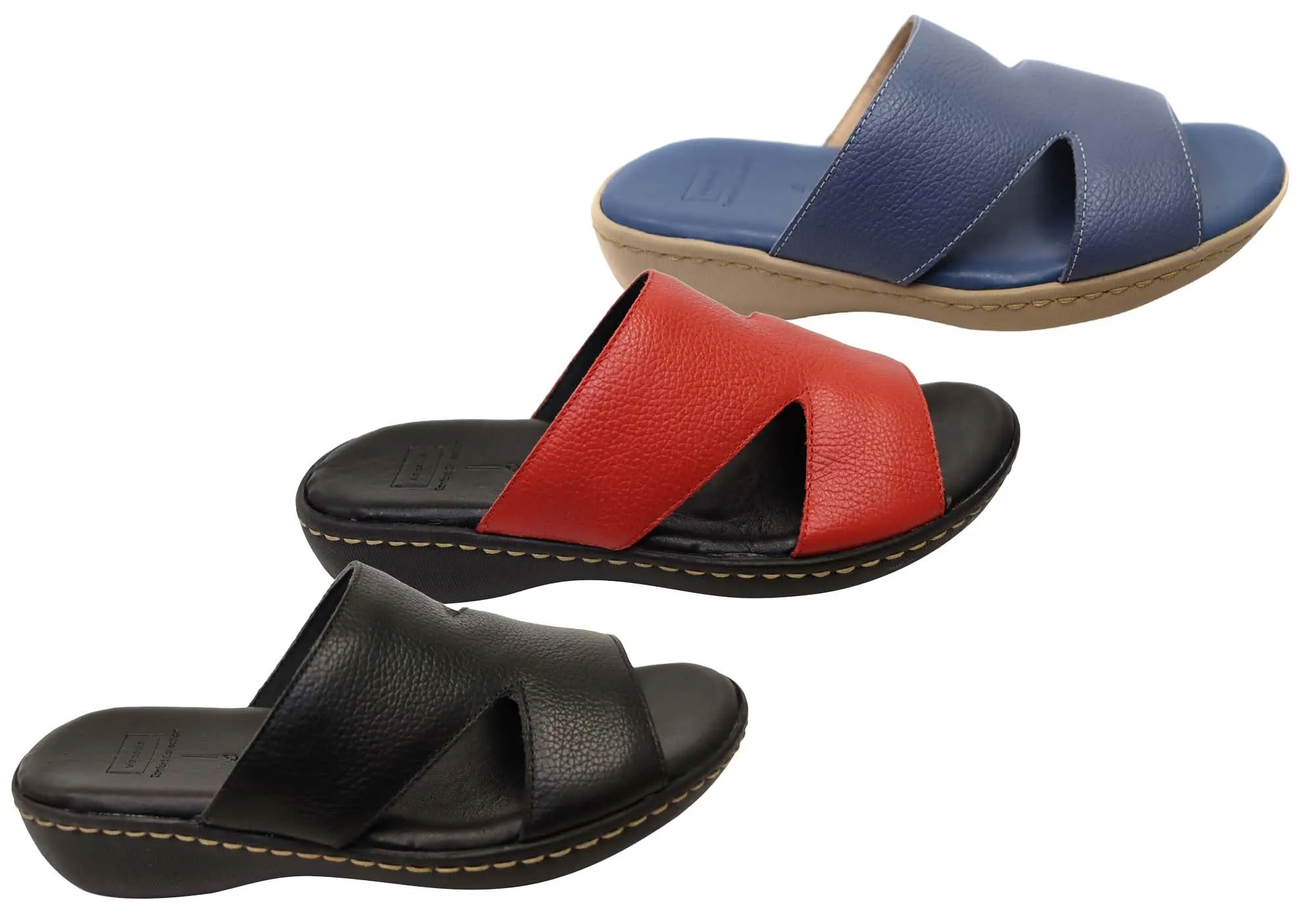 Via Paula Simona Womens Brazilian Comfortable Leather Slides Sandals